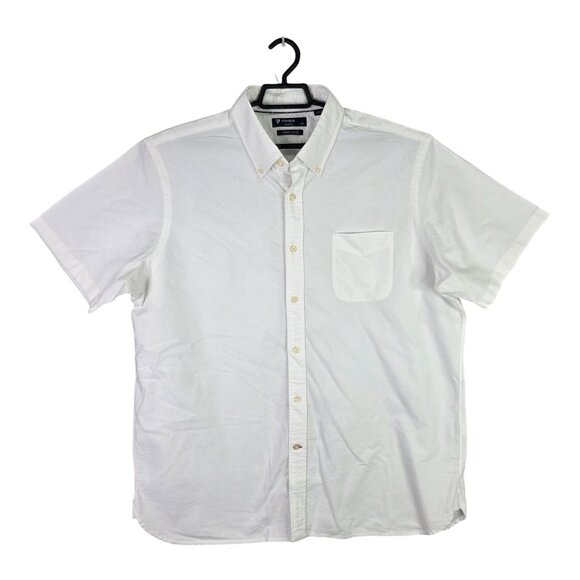Mens Cremeux Classics White Shirt Short Sleeve Button Down Supima Cotton Size XL - Picture 1 of 9